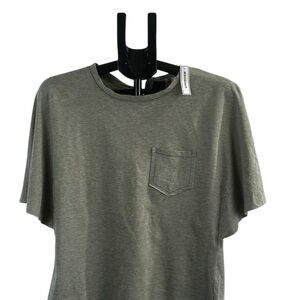 GP Y2K Grunge Lace-Up Back Graphic Pocket Tee Top Olive Green Size S